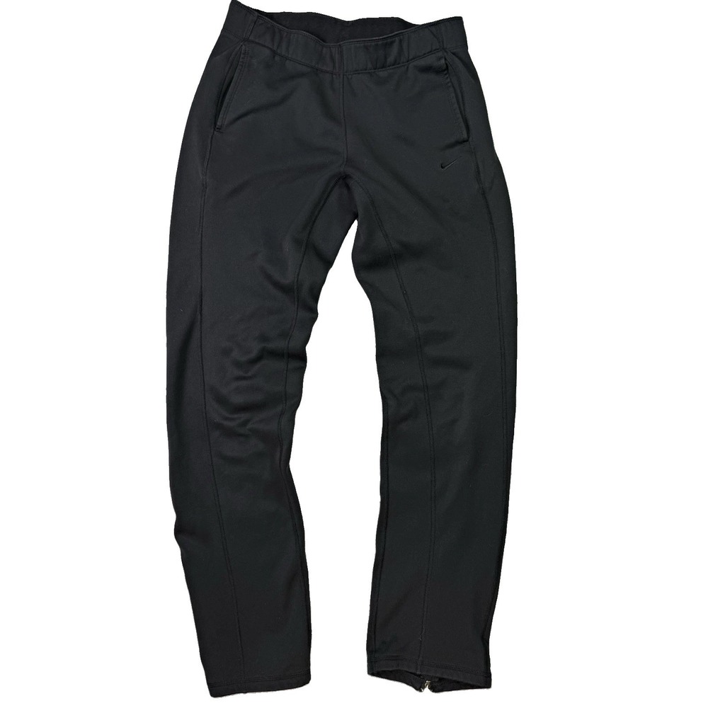 Nike Therma Fit Track Pants Womens Small S Black Fleece Ankle Zip Sweatpants